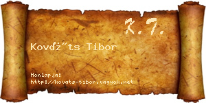 Kováts Tibor névjegykártya
